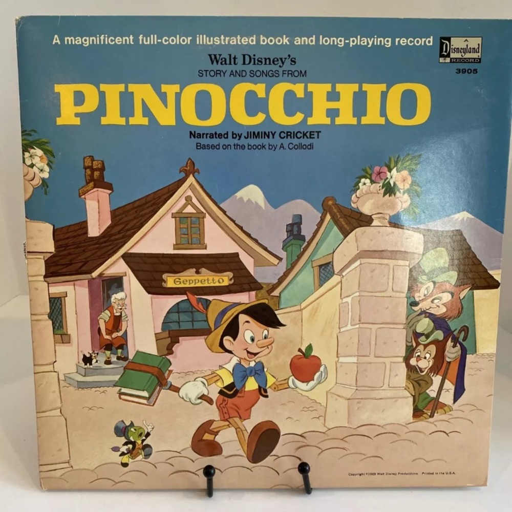 Vintage Walt Disney’s Pinocchio Vinyl Record & Book 1969 3905
